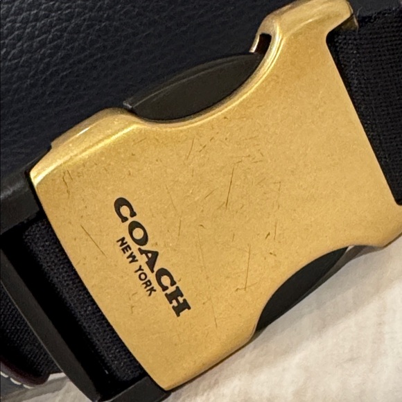 Coach Bag Warren Belt Bag Signature Chambray Pebbled Leather Navy Fanny Pack - Picture 9 of 17